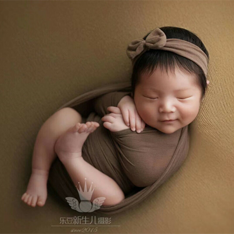 Envoltura elástica de punto para recién nacido, Jersey envolvente, accesorio de fotografía para recién nacido, manta de felpa suave, 35cm x 160cm