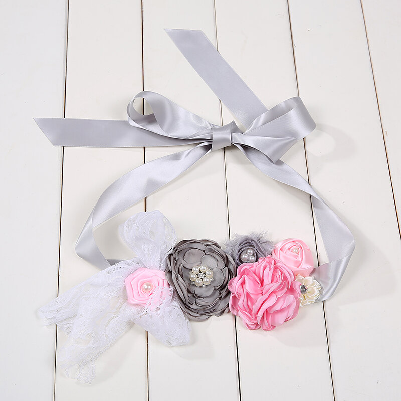 Cinturones de satén para niñas, cintas de flores con diamantes de imitación, faja para vestido de niña, accesorios de faja, cinturón de flores para boda