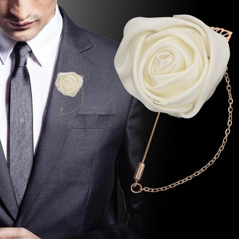 Wifelai-um handmad ouro folha corrente marfim cetim rosa masculino ternos corsages pinos casamento noivo corsages e boutonnieres XH0273-17