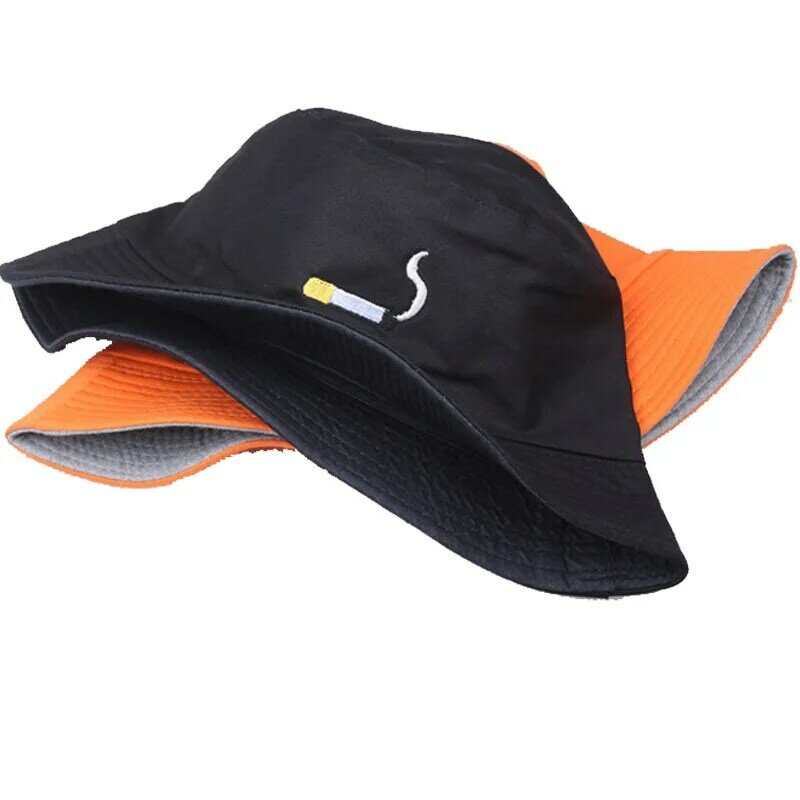 Cigarette Embroidery Bucket Hat for Men Women Hip Hop Fisherman Hat Adult Panama Bob Hat Summer Lovers Flat Hat