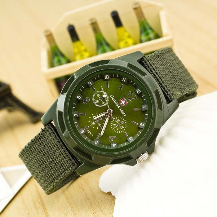 2024 Merek Terkenal baru jam tangan kuarsa pria tentara militer tali kanvas kain jam tangan Analog jam olahraga