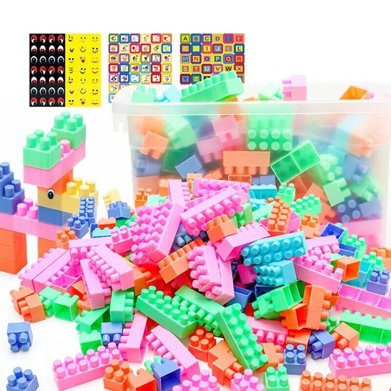 200pcs/box Kids Creative Color Building Block Toy/ Baby Non-toxic Macaroon Color Big Blocks DIY Early learning Toys