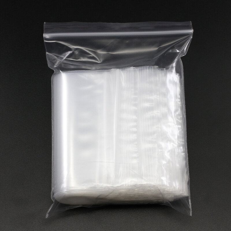 Unids/bolsa de plástico reutilizable, bolsas transparentes de polietileno, cierre hermético, embalaje de accesorios de joyería artesanal a granel, 30-100 unidades, 4x6/5x7/6x8/7x12cm