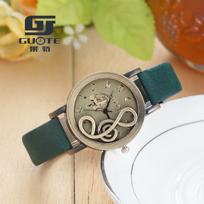 GUOTE 2020 nowa luksusowa marka moda i Casual nuta notacji zegarek zegarek z paskiem skórzanym dla mężczyzn i kobiet zegarki muzyczne