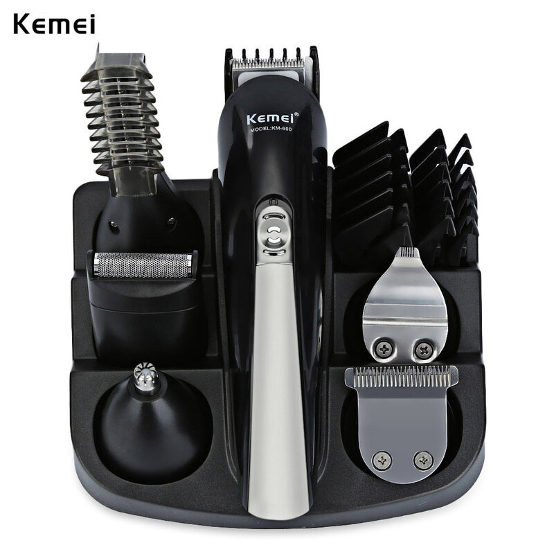 Kemei KM-600 Conjuntos 6 Em 1 Aparador de Cabelo Profissional máquina de Cortar Cabelo Barbeador Elétrico Barbeador Aparador de Barba Corte De Cabelo máquina