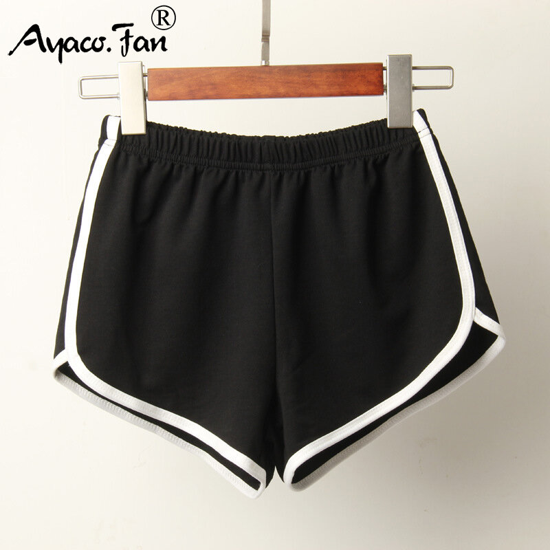 Pantalones cortos deportivos para mujer, Shorts ajustados antivaciado de Color caramelo, informales, con cintura elástica, para playa, 2021