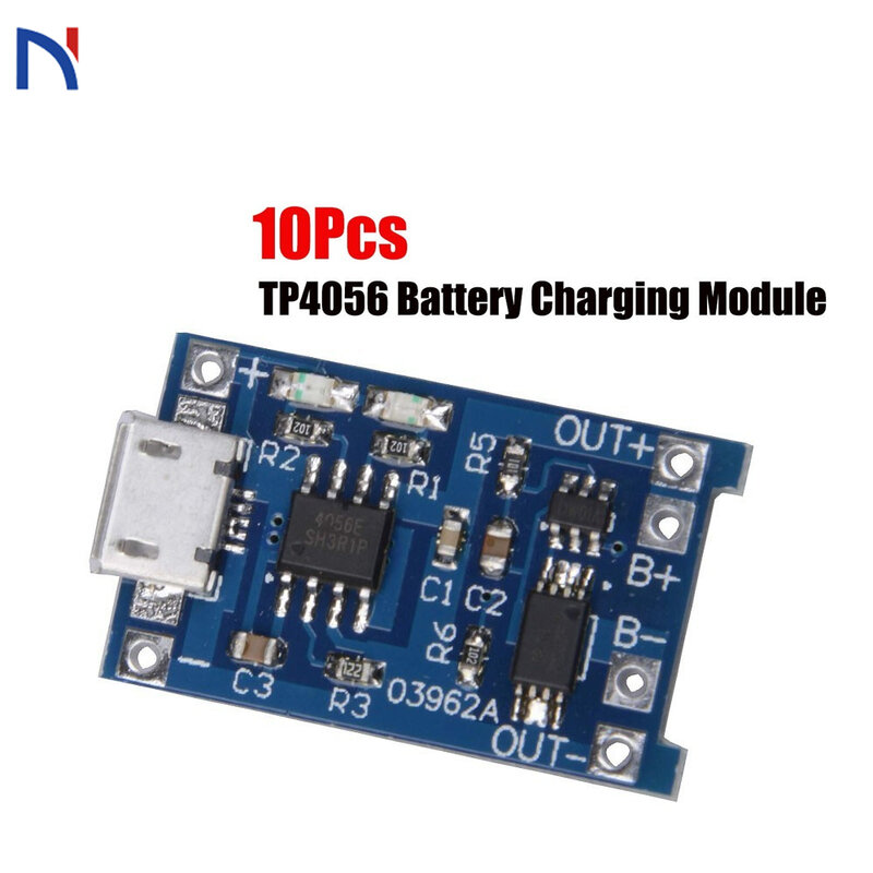 10pcs TP4056 5V 1A Micro USB โมดูล 18650 LITHIUM แบตเตอรี่โมดูลชาร์จสองฟังก์ชั่น