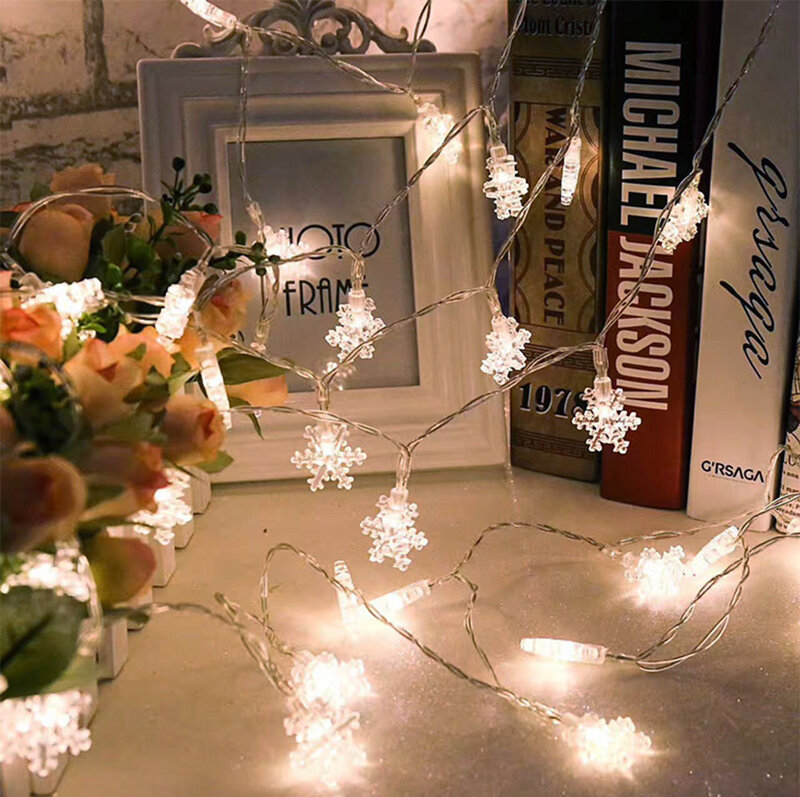 Vakantie Verlichting 3M 20LED Sneeuwvlok Thuis Xmas Decoratie Kerstverlichting Buiten Waterdichte Fairy Gordijn String Lamp