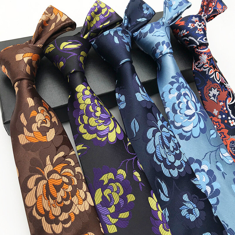 Męski jedwabny krawat we wzór Paisley Casual Paisley duże kwiatowe wzory wesele krawaty