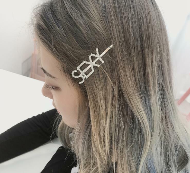 Neue mode Verkauf brief wort strass kristall haarnadel haarspange ornament haar zubehör Headwear