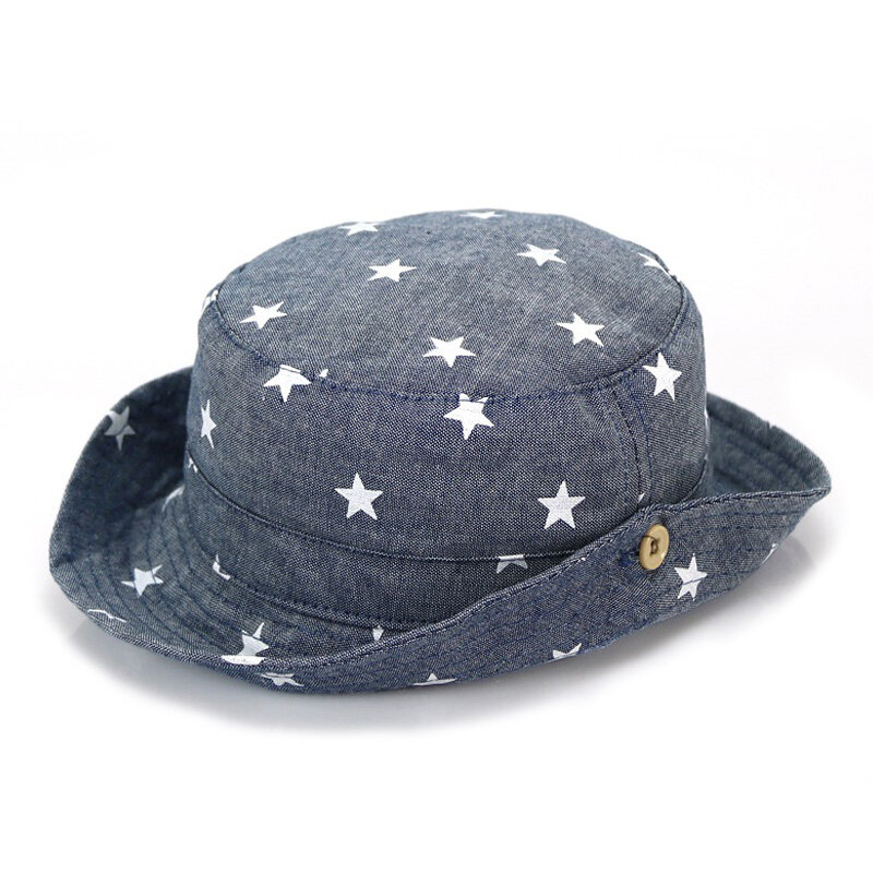 Ideacherry dziecko miękka bawełna kapelusz na lato niemowlę noworodka kapelusz typu bucket Denim bawełna maluch dzieci ciągnik Cap chłopcy dziewczęta gwiazda słońce kapelusz