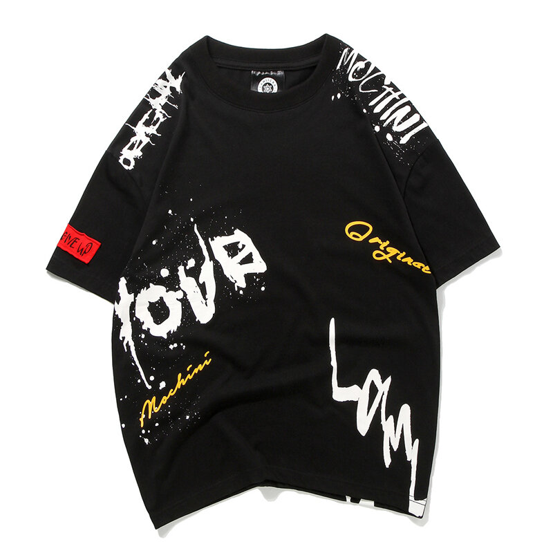 Hip Hop nadrukowane litery t-shirty mężczyźni 2019 lato Patch projekt koszulki Streetwear deskorolka para topów Tees mężczyzna kobieta WJ250