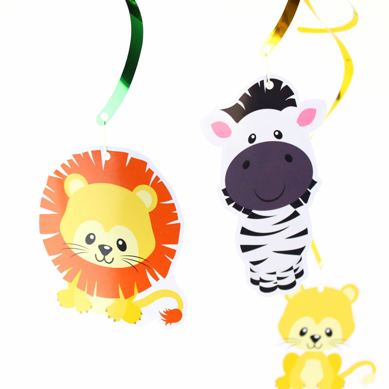 Safari Animal Jungle Ceiling Hanging Swirl Decorations Boy Baby Shower Cutout Festive Party Supplies DIY Decorations Event Party