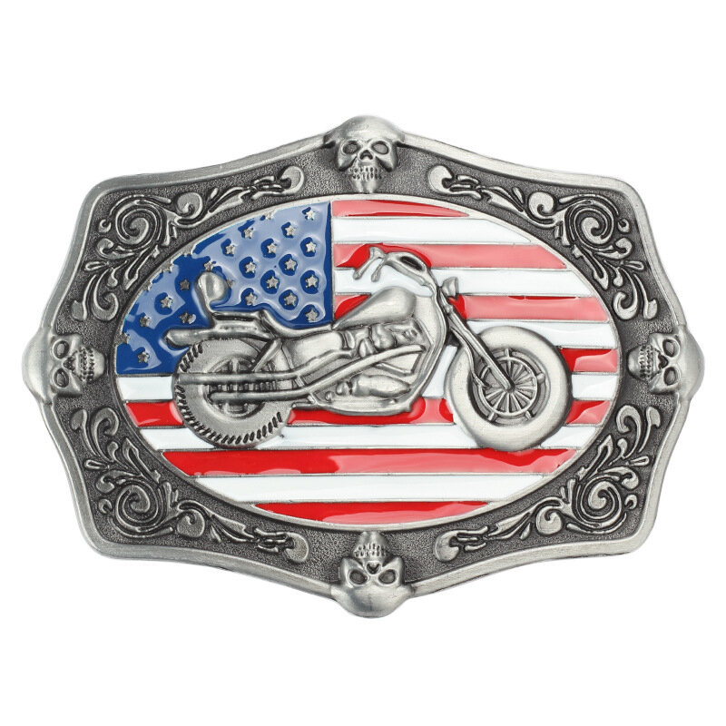 Bandeira americana motocicleta cinto fivela liga para homens grande moda feminina acessórios de vestuário