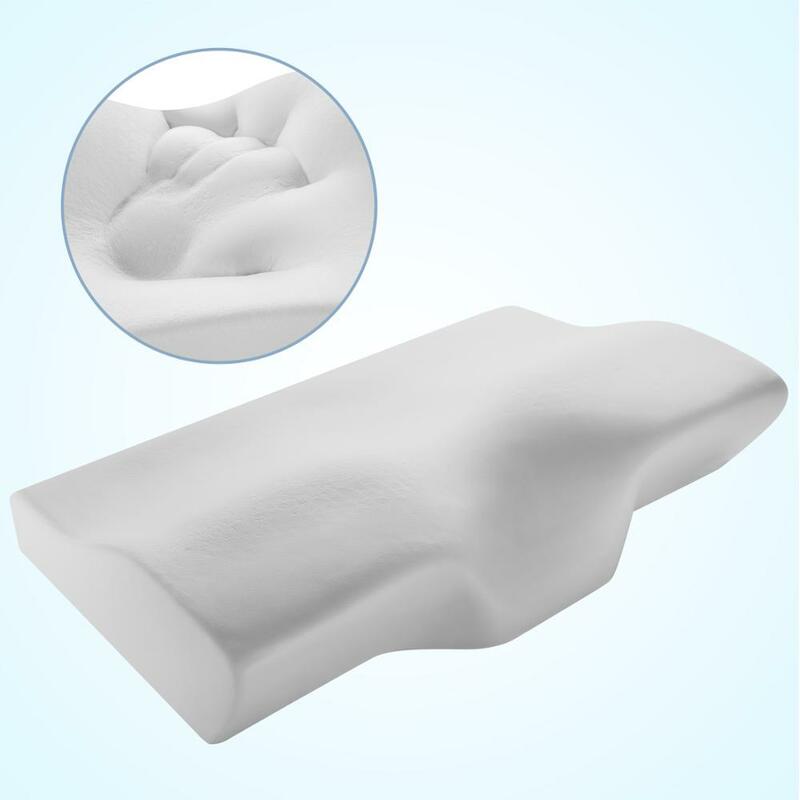 Almohada de espuma viscoelástica para uso en la cama, cojín para la cama de espuma de rebote lento en forma de mariposa, con soporte cervical para el cuello, tamaño de 50x30cm
