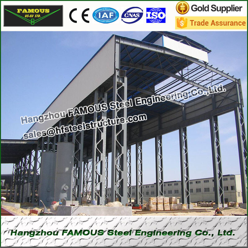 Construção do metal da casa pré-fabricada para a oficina e as plantas da estrutura de aço