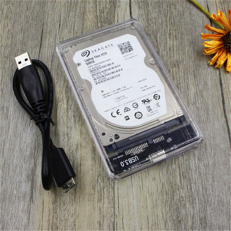 GIO 2.5 ''Trasparente Caso HDD USB3.0 Hard Drive Enclosure Supporto Protocollo UASP Con USB 3.0 per UN Cavo SSD CASO