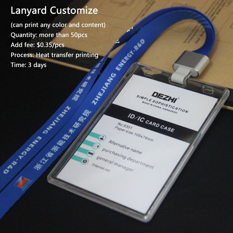 Soporte de tarjeta de licencia de exposición transparente, 105x74mm, con cordón, soporte de tarjeta transparente, proveedor de oficina