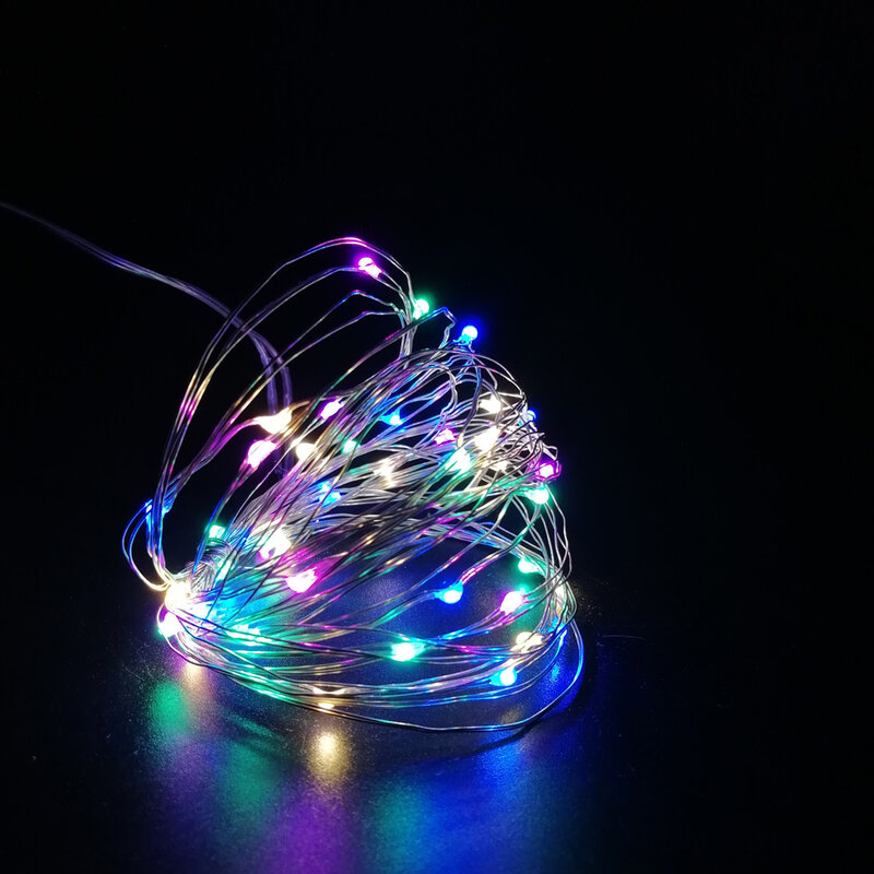Guirlande lumineuse en fil d'argent 10M 5M 2M, lumière féerique, décoration de réception de mariage et de noël, alimentée par batterie, LED, bande led USB