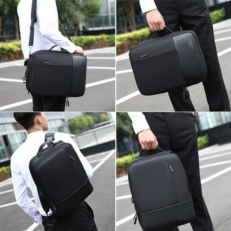 Mochila de negocios para hombre, mochilas para ordenador portátil, 15,6 pulgadas, bolsas impermeables para hombre, bolsas de carga USB, mochila negra para viaje