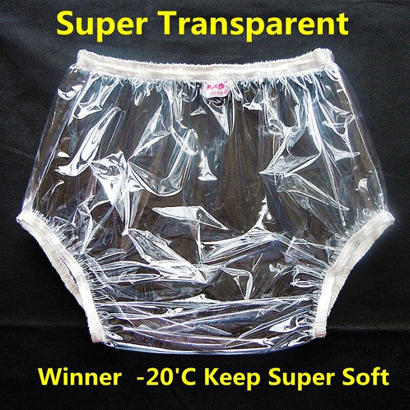 Free shipping FUUBUU2201-transparent-XXL-2PCS adult diapers non disposable diaper pvc incontinence shorts plastic pants clear
