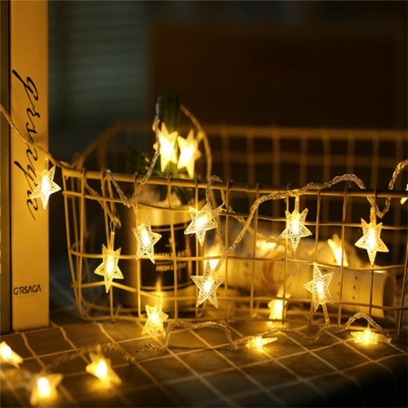 Ano novo 3m 6m 10m led estrela luzes da corda guirlanda de fadas à prova dwaterproof água para o casamento de natal decoração de casa alimentado por bateria
