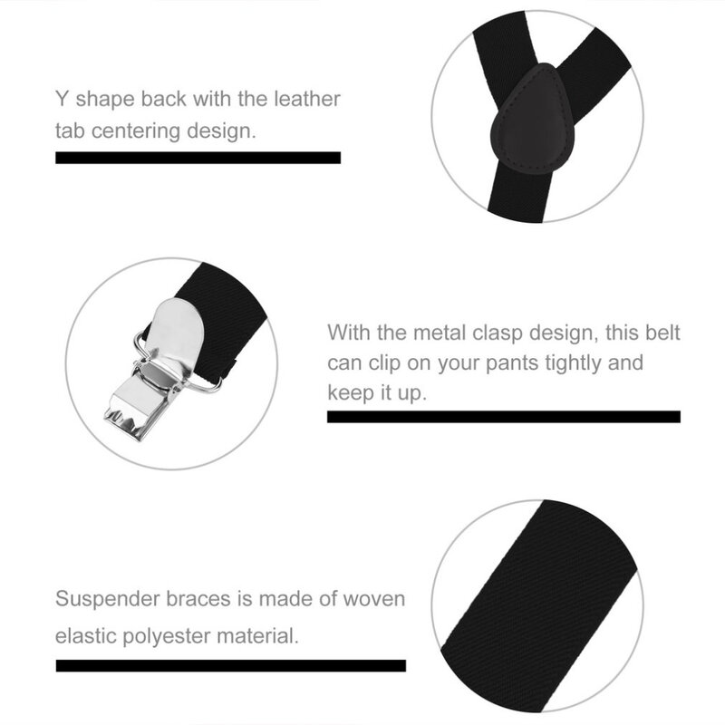 ปรับElasticatedผู้ใหญ่สายรัดYรูปร่างคลิป-ON Men's Suspenders 3 คลิปวงเล็บกางเกงสำหรับเข็มขัดผู้หญิงสายรัด