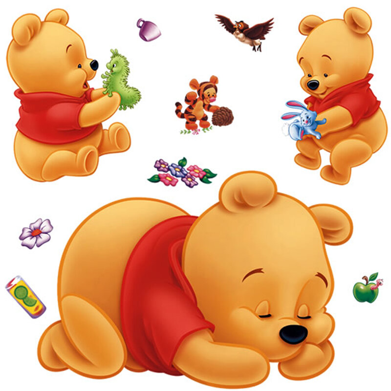 3d winnie the pooh wall stickers for baby bedroom cartoon kids room nursery children wall decals