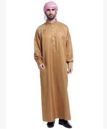 1 teile/los Muslimischen Islamische Kleidung für männer Saudi-arabien Stickerei erwachsene jubba thobe männlichen polyesterpolyol lange casual jubba thobe