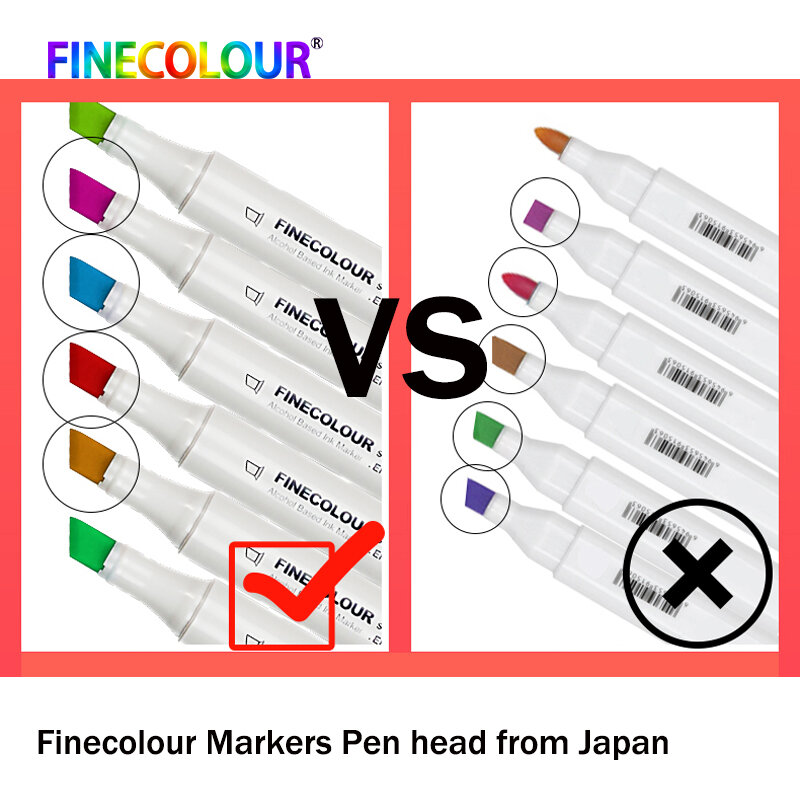 Finecolour conjunto de 30/40/50/60/160 de canetas coloridos e profissionais, para desenho, arte permanente, marcadores para mangá