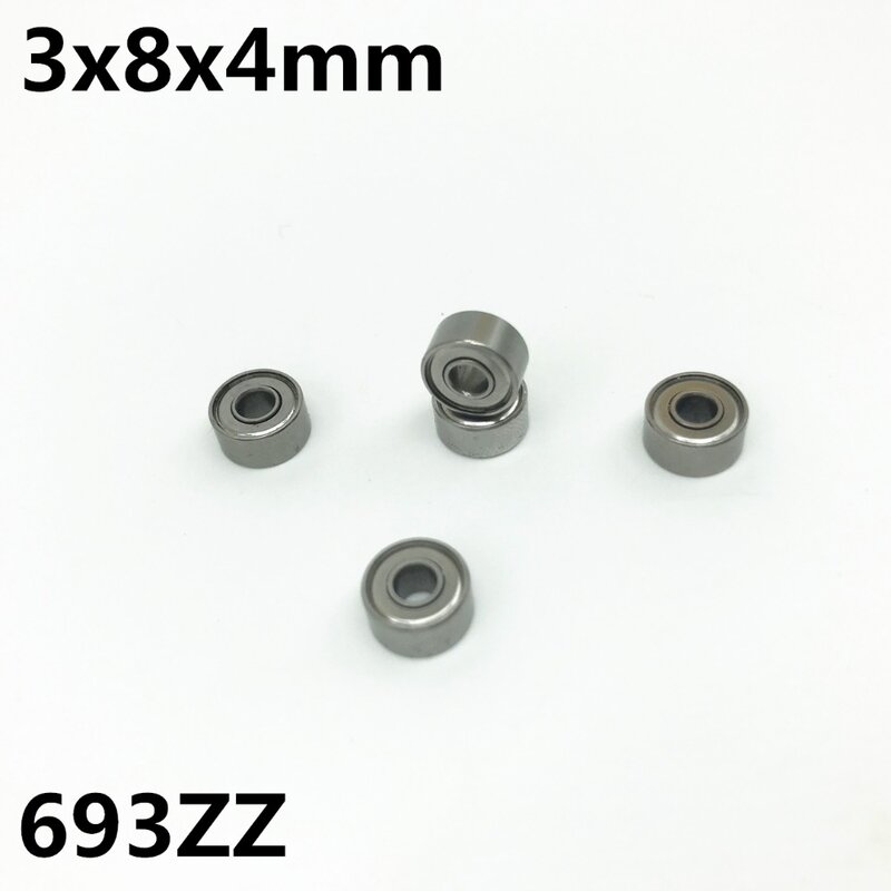 Rodamiento de bolas en miniatura, rodamiento de ranura profunda, alta calidad, 693Z, L-830ZZ, 3x8x4mm, 10 unidades