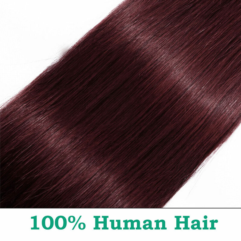 99J пупряди бордового цвета с фронтальным 28-дюймовым Омбре бразильские человеческие волосы 4x4 кружевные зажимы и прямые человеческие волопряди Remy