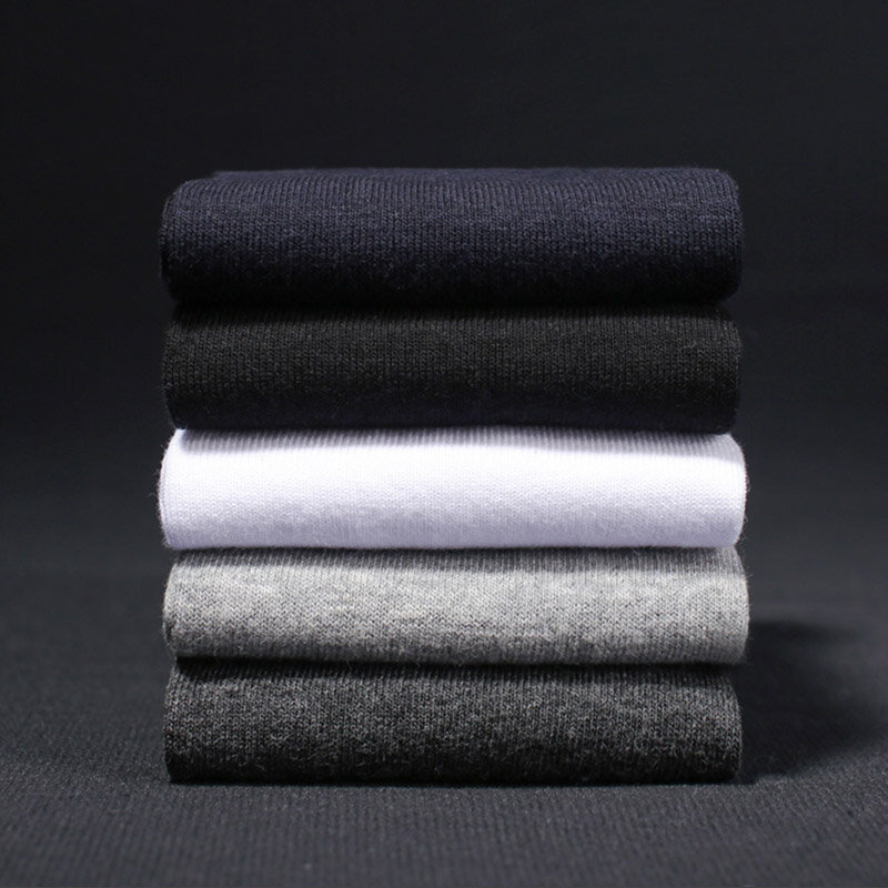 Calcetines de algodón transpirables para hombre, medias de negocios de talla grande europea (39-48), color negro, para primavera, verano y otoño, 5/10 pares por lote