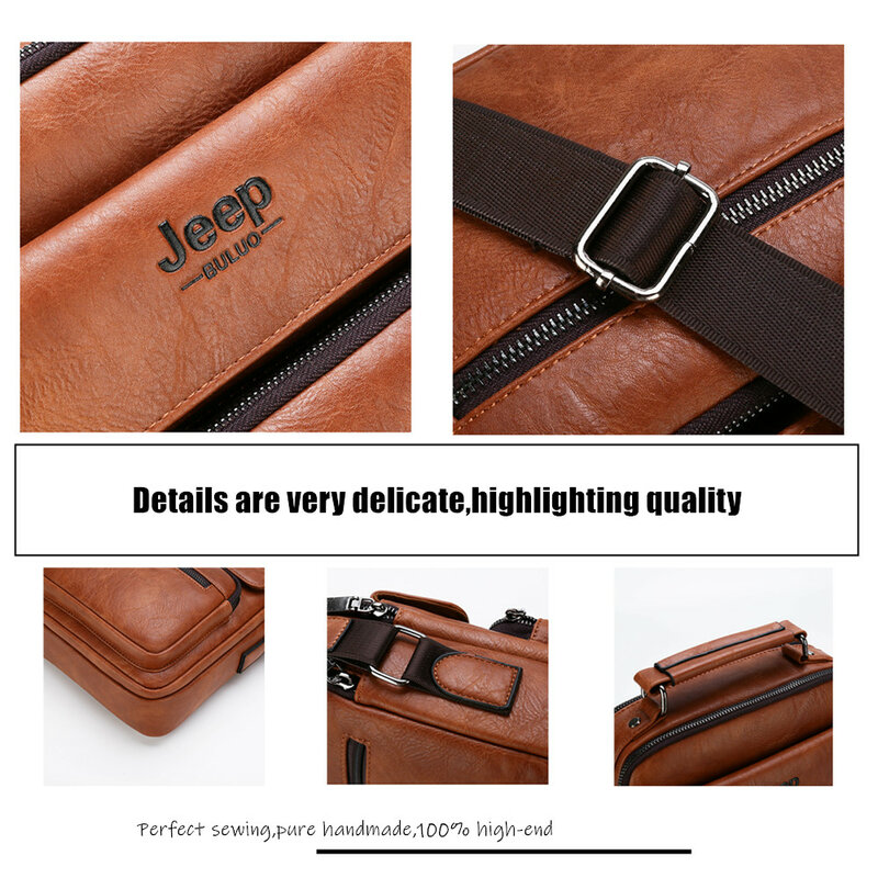 JEEP BULUO Marke Mann Split Leder Crossbody Schulter Umhängetasche Für iPad Große Größe männer Handtaschen Berühmte Casual Business