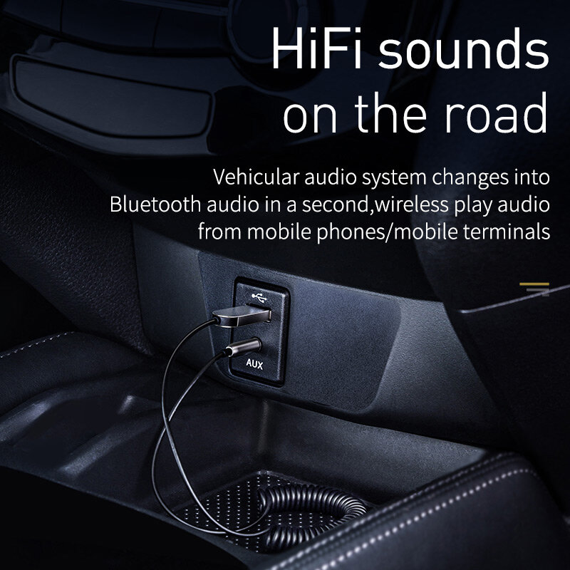 Baseus-adaptador Bluetooth BA01 Aux para coche, receptor Dongle USB a conector de 3,5mm, inalámbrico, Kit de manos libres para Audio y música