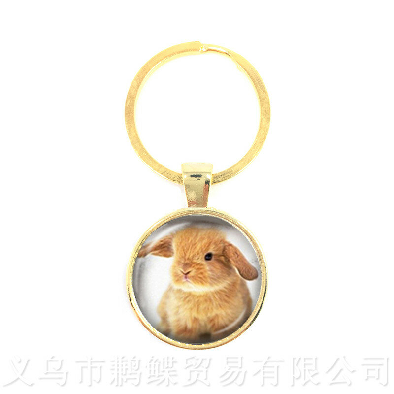 Customize Your Beloved Pet Keychain Round Glass Dome Dog Pattern Series Handmade Keyring Dog Lover Creative Gift Wholesale