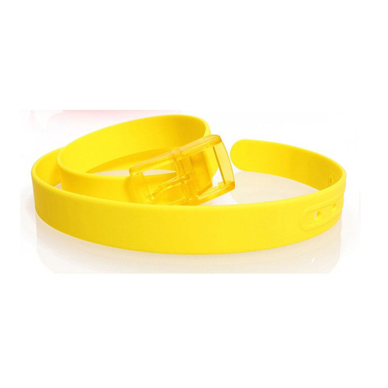 2 PCS Coreano Mens Amarelo PU LEATHER Belt Anti-alérgico Buckle Cintura #23594