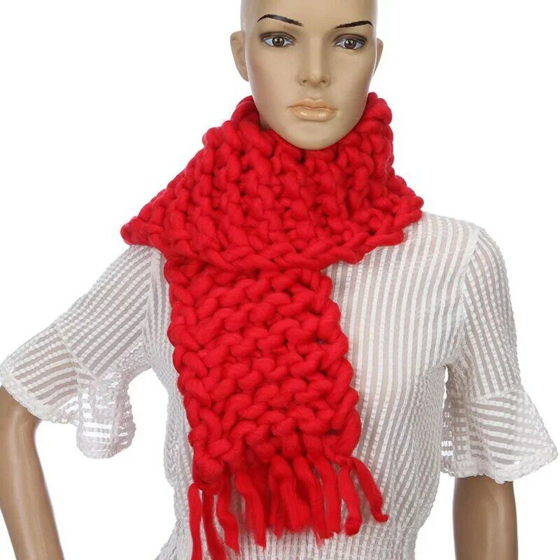 New The Korean Version Fashion Knitting Wool Scarf Woman Shag Line Warm Winter Scarves Hand Knitting Customized 130*15 cm