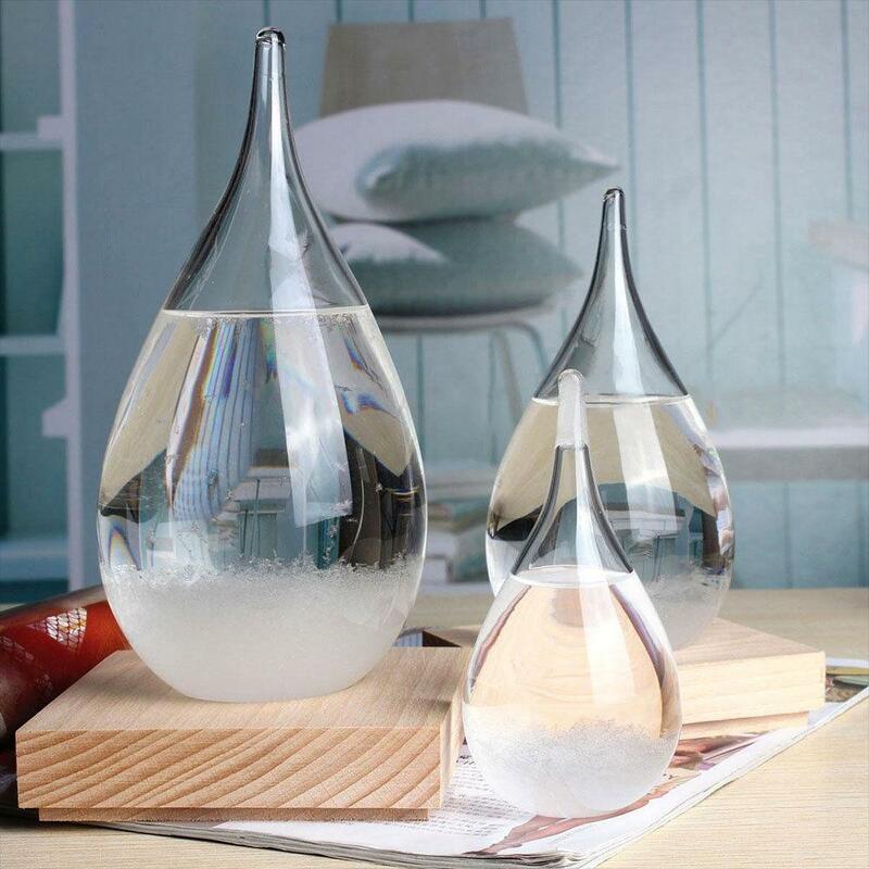 Weather Forecast Crystal Bottle Drops Water Shape Transparant Storm Forecast Predictor Monitor Glass Home Decor Office Art