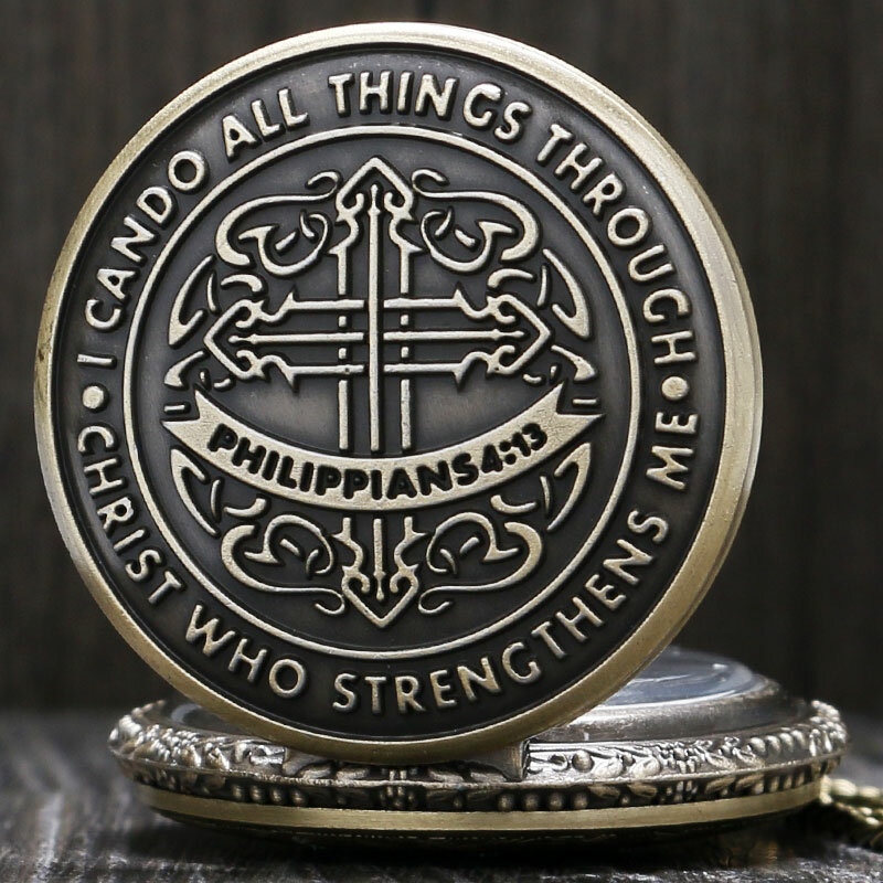 Portmonetka Vintage WatchI może robić wszystko przez chrystusa, który wzmacnia filipian 4:13 religijny zegarek Fob męskie prezenty