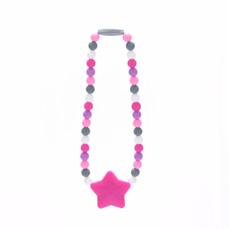 Silicone Teether Star Baby Pacifier Clips Safety Teething Baby Carrier Chain Silicone Beads Toys Not Necklace BPA Free