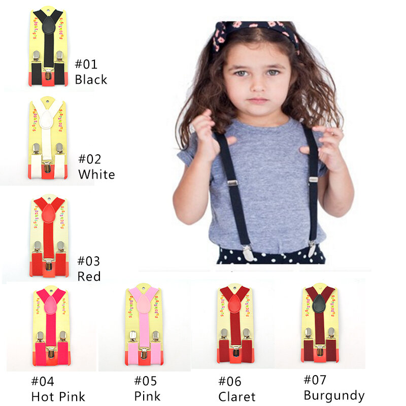 Anak-anak Baru Suspender 2.5 Cm X 65 Cm 36 Warna Campur Anak-anak/Anak Laki-laki/Perempuan Suspender Elastis Kawat Gigi Slim tali Selempang Y-Hitam Suspender/Belt