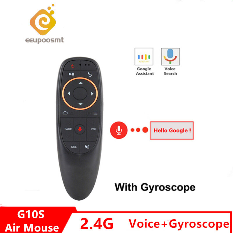 G10 S Voice Air Mouse 2.4GHz Microfono Senza Fili di Telecomando di Apprendimento IR 6-axis Giroscopio per PC Android smart TV Box PK G20