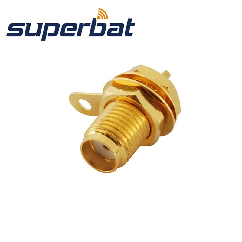 Superbat 10pcs SMA Female Panel Mount with Nut and Solder Cup Bulkhead Straight RF Coaxial Connector for Wlan Router Antenna