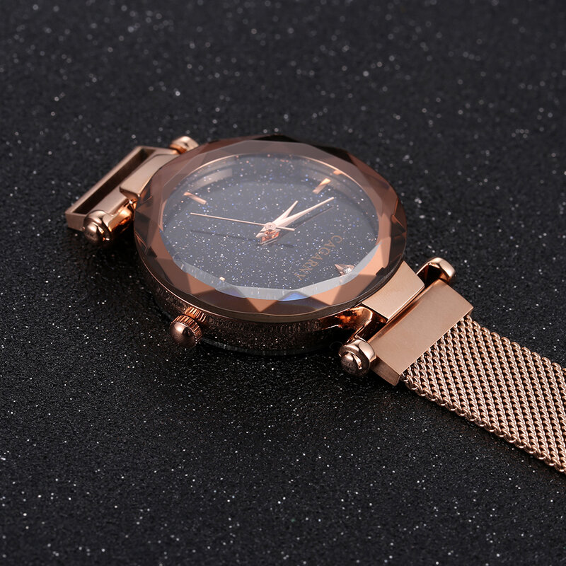 Marca de luxo cagarny mulheres relógios de pulso céu estrelado ímã senhoras vestido relógios moda quente feminino relógio de pulso de quartzo novo