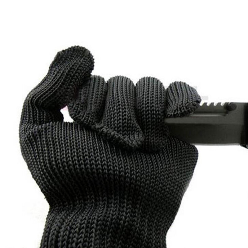 Zwart Werken Veiligheid Jacht Vissen Handschoen Mes Snijbestendige Beschermende Roestvrij Staaldraad Mesh Butcher Anti-Snijden Handschoen 4