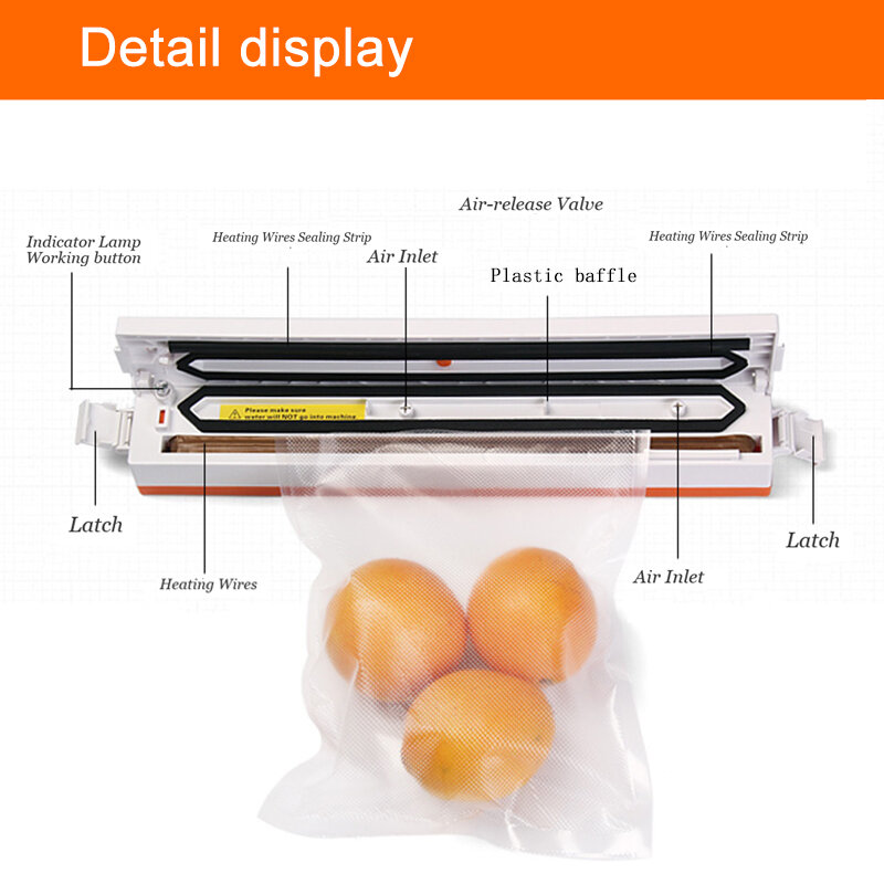 سينغ كيو آلة تغليف الطعام التجارية الكهربائية بتفريغ الهواءمثالية للمطبخ المنزلي، مثالية للاستخدام التجاري، معها 15 قطعة من أكياس حفظ الطعام