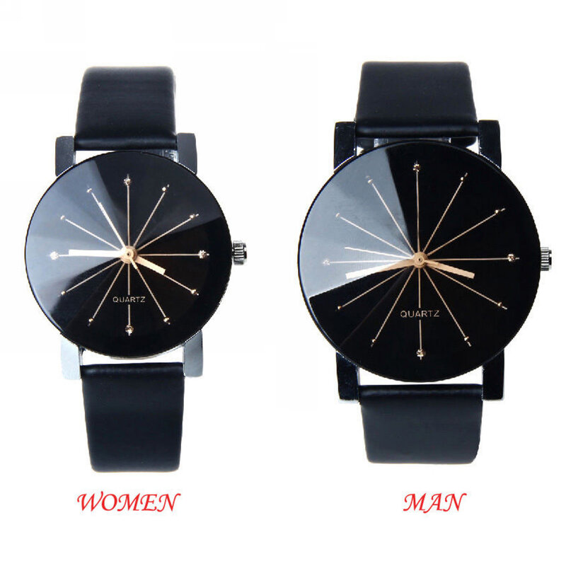 Womens Heren Rvs Leather Datum Analoge Quartz Fashion Horloge