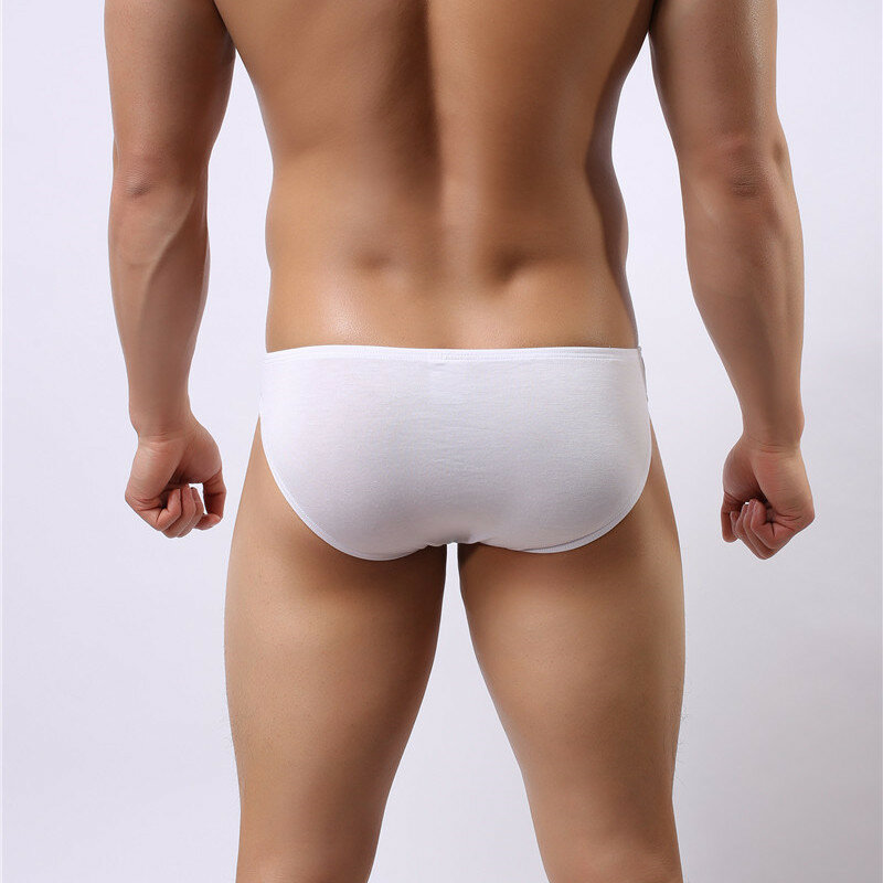 Sexy cueca sólida modal briefs shorts macio bulge bolsa cuecas deslizamento homme plus size cuecas de biquíni masculino 10 cores calcinha