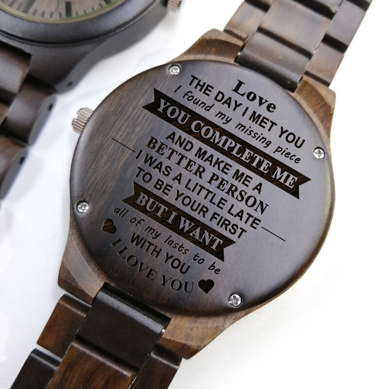 YOU ARE THE MISSING PIECE - FOR BOYFRIEND ENGRAVED WOODEN WATCH